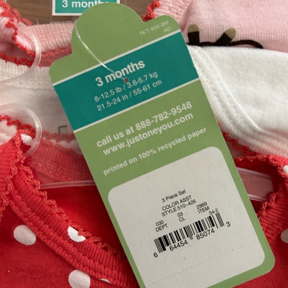 3 New Baby Girl Items, onesies, pants, shoes, hand mitts all go together 3months - Picture 5 of 8